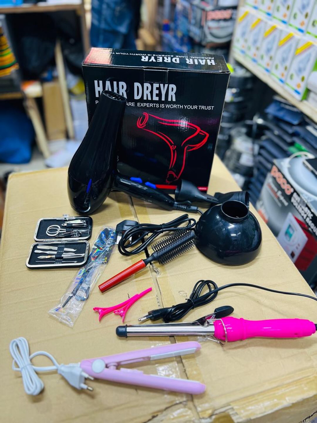 Hair Dryer Straightening Curling Mani Padi accessress